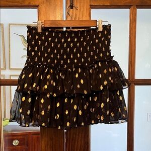 The Impeccable Pig Black Mini Skirt with Gold Accents